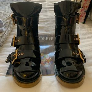 Alexander McQueen Rose Bud Heel Leather Boots